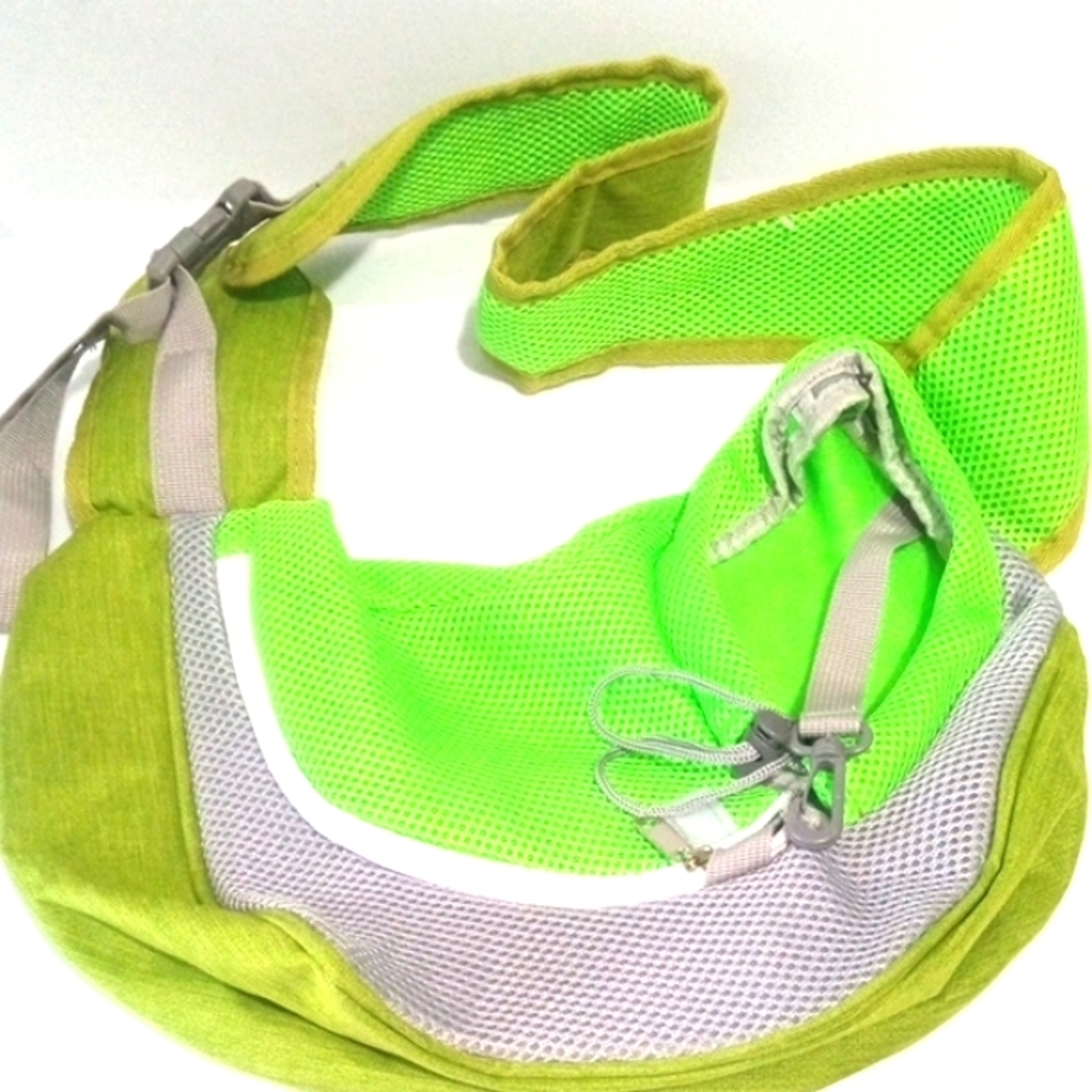 Green and Gray Mesh Sling Bag